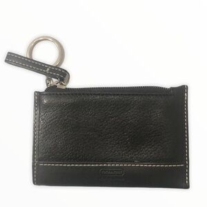 Coach black leather coin bag keyring